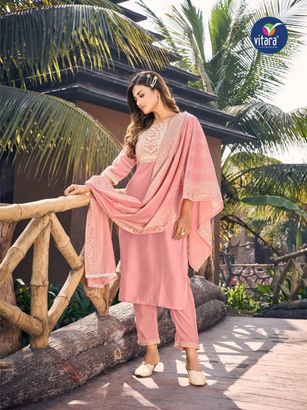 Vitara Gulmohar Fancy Silk Kurti With Bottom Dupatta Collection